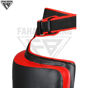 Protectores de muslo profesionales para boxeo y MMA en color negro y rojo con diseño de correa cruzada segura para venta al por mayor. - Product Image 6