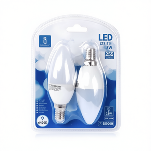 Lampadina a LED C37 E14 3W 255 Lumen 6400K Luce bianca fredda Confezione da 2 - Product Image 2