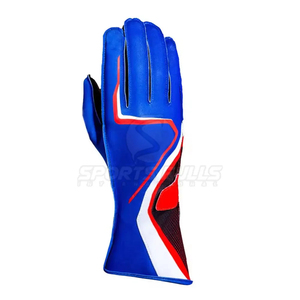 Unisex Full Finger Racing Gloves Panelled Design Blue Red Black <b>Nylon</b> Material Non Slip <b>Hook</b> and Loop Closure for Outdoor Riding - Product Image 4