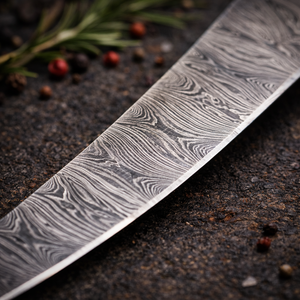 Cuchillo de filetear pescado de acero de Damasco hecho a mano, mango estilo nido de abeja de resina, diseño moderno, hoja de 8 pulgadas, ambidiestro, funda de cuero - Product Image 3