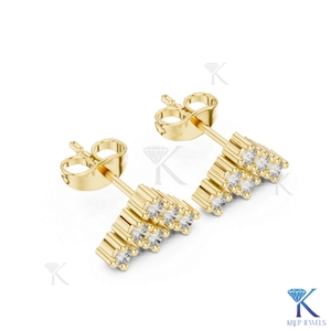 Lab Grown Diamond Classic Brilliant Cut 6 Stone Cluster <b>Stud</b> Earrings 14K/18K Solid Gold Women's Jewelry KRUP JEWELS Wedding - Product Image 5