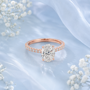 Bague de fiançailles au meilleur prix avec diamant solitaire ovale et rond cultivé en laboratoire, or 14 carats, fournisseur de bijoux fins en gros OEM - Product Image 2