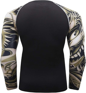 T-shirt de compression à manches longues pour homme, coupe ajustée, avec logo personnalisé, pour entraînement, fitness, natation et performance athlétique - Product Image 2