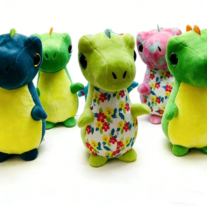 Peluche de dinosaure personnalisée, petite et trapue, aux yeux ronds et brillants géants, bicolore. - Product Image 1