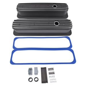 Coperchi Valvole Alti Neri con Alette, Altezza 3 11/16 Pollici con Bullone Centrale per Chevy SBC 305 350 450 5.0L e 5.7L - Product Image 1