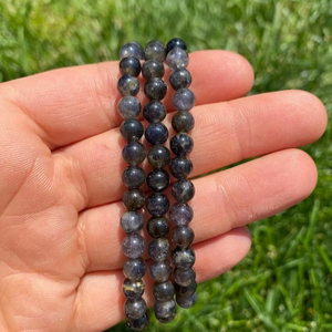 Pulsera de Iolita Natural Elástica Ajustable en Oferta, Pulseras de Piedras con Cuentas para Mujeres y Hombres, Estilo Feng Shui, Cristales - Product Image 1