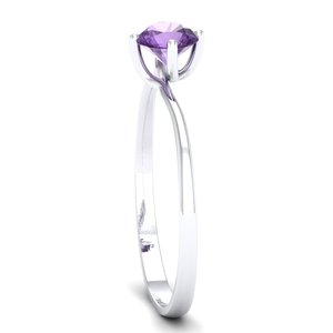 Bague de fiançailles REYES sur mesure en or massif 14 carats avec diamant certifié IGI, taille ronde, 0,5 carat, améthyste, bijoux fins - Product Image 3