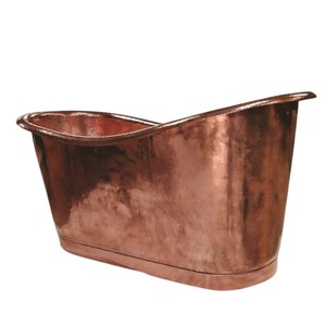 Baignoire artisanale en cuivre, finition nickel poli brillant, avec base côtelée, double bain à remous, à parapet supérieur. - Product Image 2