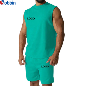 BOBBIN INDUSTRIES Best Manufacturer Hot Custom Men's Summer Casual Sleeveless Cotton Solid Color Plus Size Men's Tank Tops Sets - Product Image 1