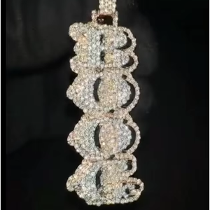 Colgante Personalizado de Hip Hop, Vertical, con Incrustaciones de Diamantes, Plata 925, Moissanita, Corte Brillante Redondo, Unisex, con Letra - Product Image 1