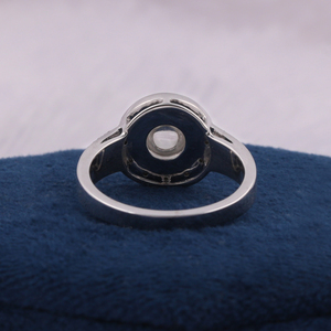 Bague de fiançailles personnalisée en or blanc 14 carats avec diamant de 2 carats taille cabochon et halo, bijoux fins avec diamant de laboratoire - Product Image 2