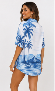 Camisa Hawaiana para Mujer, Estampado Floral Tropical Personalizado, Botones, Manga Corta, Holgada, Informal, para Vacaciones, Ropa de Playa de Verano, Venta al Por Mayor - Product Image 6