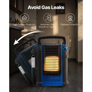 Stufa Radiante Portatile a Propano da 9000 BTU con Regolazione Temperatura Continua e Protezione delle Punte per Uso Domestico, Garage e Casa - Product Image 3