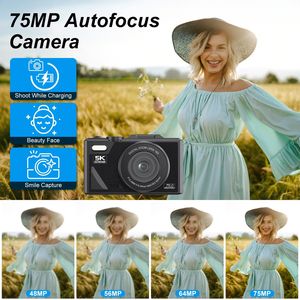 1Pc 5K 75MP <b>Digital</b> <b>Video</b> <b>Camera</b> with Anti-Shake WiFi Vlogging Features; 9 Shooting Modes 18X Zoom Fill Light Webc - Product Image 3