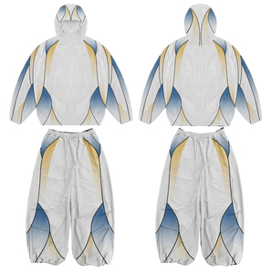 100% Nylon Newest Design Windbreaker Tracksuit Men Drawstring <b>Trouser</b> Zipper Hood Jacket <b>Waterproof</b> Heat-Transfer Printing 2 1 - Product Image 4