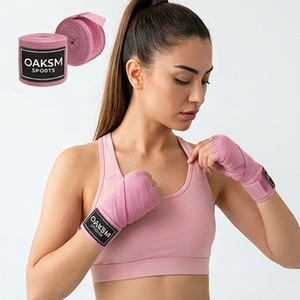Bandages de boxe professionnels de 180 pouces en mélange de coton semi-élastique de qualité supérieure pour MMA et Muay Thai avec boucle de pouce renforcée - Product Image 3