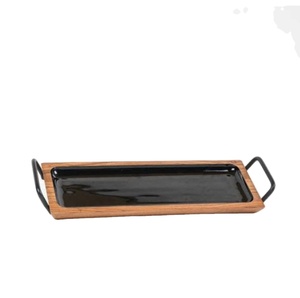 Plateau de service en bois imprimé rectangulaire de luxe moderne pour la maison Restaurants Cafés - Product Image 1