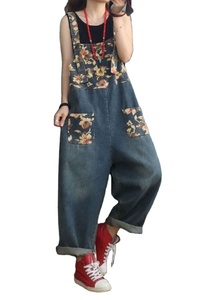Denim High Quality Dungaree for Women Light Wash Distressed Vintage Shorts Effortless Style Bib <b>Overall</b> Button Printed Trendy - Product Image 4