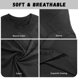T-shirt décontracté pour homme à manches courtes, col rond, en jersey de coton, coupe classique, imprimé numérique, motif coucher de soleil noir sur fond de plage - Product Image 3