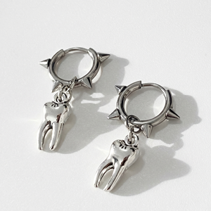 <span class=keywords><strong>Pendientes</strong></span> de Aro de Acero Inoxidable Estilo Punk Gótico, Pequeños, con Diseño de Dientes de Bebé, Joyería Rock Unisex - Product Image 1