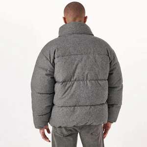 Chaqueta Bomber Acolchada de Lana con Cuello Alto y Cremallera para Hombre, Tallas Grandes, Negra, Transpirable, Estilo Casual de Invierno, Venta al por Mayor - Product Image 5