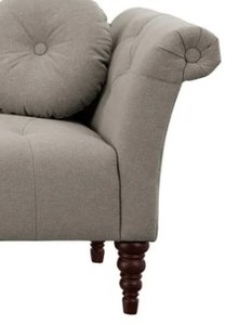 Chaise longue traditionnelle en tissu avec dossier capitonné, lit de repos rembourré, pieds tournés, mobilier de salon - Product Image 6