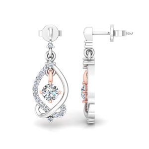 Pendientes Colgantes con Estilo de Broche, Oro Blanco Sólido de 14k, Pendientes de Diamantes Redondos con Corte Brillante, Diamantes Cultivados en Laboratorio, para Boda - Product Image 5