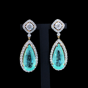 Pendientes de diamantes cultivados en laboratorio de 18 quilates de primera calidad, color EF, corte brillante redondo, 3.28 ct, claridad VVS VS, joyería fina, pendientes de lujo para mujer. - Product Image 1