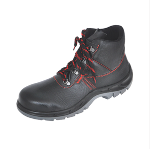 Zapatos de seguridad Workman Ankle de cuero negro con costuras rojas para aplicaciones aeroespaciales - Product Image 1