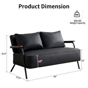 Divano Letto Futon Moderno Compatto da 44 W in Ecopelle, Divanetto a 2 Posti con Seduta Più Profonda - Product Image 2
