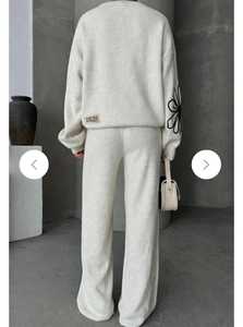 Ensemble de survêtement décontracté pour femme, coupe ample, 2 en 1, imprimé floral, tricot léger, pull à col roulé et pantalon large, tenue d'automne - Product Image 3