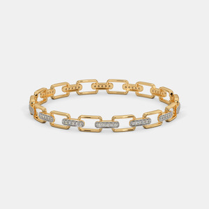Pulsera de Cadena de Oro con Eslabones Geométricos de Diamantes - Product Image 3