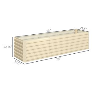 Kit Letto da Giardino Rialzato 8x2x2ft Bianco Crema in Acciaio Galvanizzato con Bordo di Sicurezza, Finitura in Acciaio al Carbonio Inossidabile per Fiori, Erbe e Verdure - Product Image 3