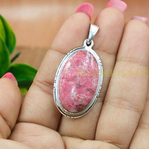 Collar con Colgante de Piedra Preciosa de Tulita Rosa Grande, Colgante de Plata de Ley 925, Joyería de Tulita Rosa, Regalo de Navidad para Esposa o Novia - Product Image 6