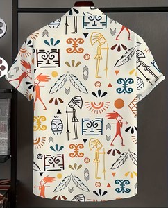 Chemise Hawaïenne Imprimée Écologique Respirante en Polyester/Coton à Séchage Rapide pour Homme, Manches Courtes, Col Rabattu, Boutonnée, Décontractée, ODM - Product Image 5