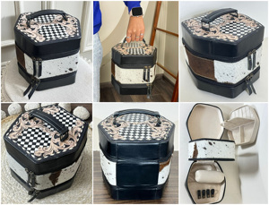 Nouvel étui à bijoux personnalisé pour femme en cuir de vachette véritable à motif damier, organiseur de voyage avec rangement pour bagues, boucles d'oreilles et colliers - Product Image 3