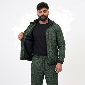 Men's <b>Camouflage</b> Hooded <b>Tracksuit</b> Set Full Zipper Jacket and Jogger Pants Breathable Polyester Casual Winter Wear - Product Image 6