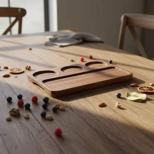 Plateau de service en bois d'acacia, forme irrégulière, pour fruits, en-cas, thé, gâteaux, assiettes de service pour la maison moderne. - Product Image 4