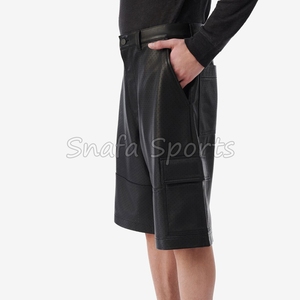 Men's 100%Leather made Men's <b>Shorts</b> Custom Logo Breathable New Design Quick Dry Men's Leather <b>Shorts</b> for Sale - Product Image 3