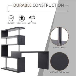 Black Wooden Office/Gaming <b>Desk</b> with Adjustable Height Display Stand <b>Drawer</b> for Home Office or Bedroom - Product Image 6