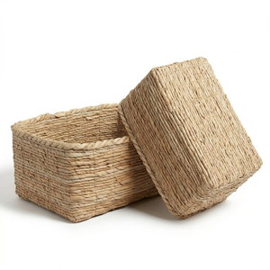 Cesta de Almacenamiento Tejida a Mano de Jacinto de Agua 100% Natural, Estilo Bohemio, Organizador, Decoración del Hogar, Venta al por Mayor, Duradera y Ecológica - Product Image 3