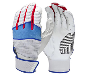 <b>Cricket</b> Gloves PVC Breathable Snap Closure Right Hand Orientation Seamless Stitching 13-16mm Thickness Sports Style <b>White</b> Blue - Product Image 4