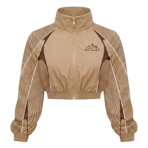 Women's Multi <b>Colour</b> Windbreaker Jacket Shorts <b>Set</b> Full Sleeve Knitted Polyester Stand Custom Logo Activewear Breathable - Product Image 3