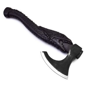 Hache Tomahawk avec manche en bois de rose, fourreau en cuir, hache de survie, outil de camping en plein air, lame en acier au carbone, haute qualité, multi-usages - Product Image 5