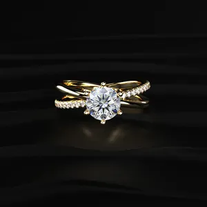 Bague élégante avec diamant CVD rond de 1,15 carat et bande croisée Diamond Bliss, spéciale Fête des Femmes, en promotion pour l'exportation - Product Image 1