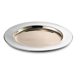 Assiette de service ronde en acier inoxydable de qualité supérieure avec finition polie miroir, idéale pour les mariages et la décoration de table raffinée - Product Image 1