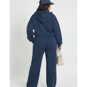Custom Oversized Joggers Set Women <b>Zip</b> <b>Up</b> <b>Tops</b> Hoodie Terry Heavy Cotton Tracksuits Blank Streetwear Sweatpants and Jacket - Product Image 5