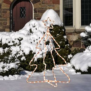 Christmas LED Motif Light Christmas Tree Warm White <b>Rope</b> <b>Lighting</b> with Steel Frame Stake Outdoor Ornament Decoration - Product Image 2