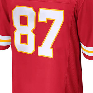 Maillot de football américain imprimé à manches courtes, 100 % polyester, antibactérien, de haute qualité, fabriqué sur mesure en usine - Product Image 3