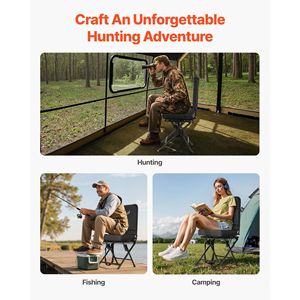 Sedia da pesca girevole a 360 gradi con struttura in acciaio resistente e leggero sgabello da terra portatile regolabile a spalla - Product Image 6